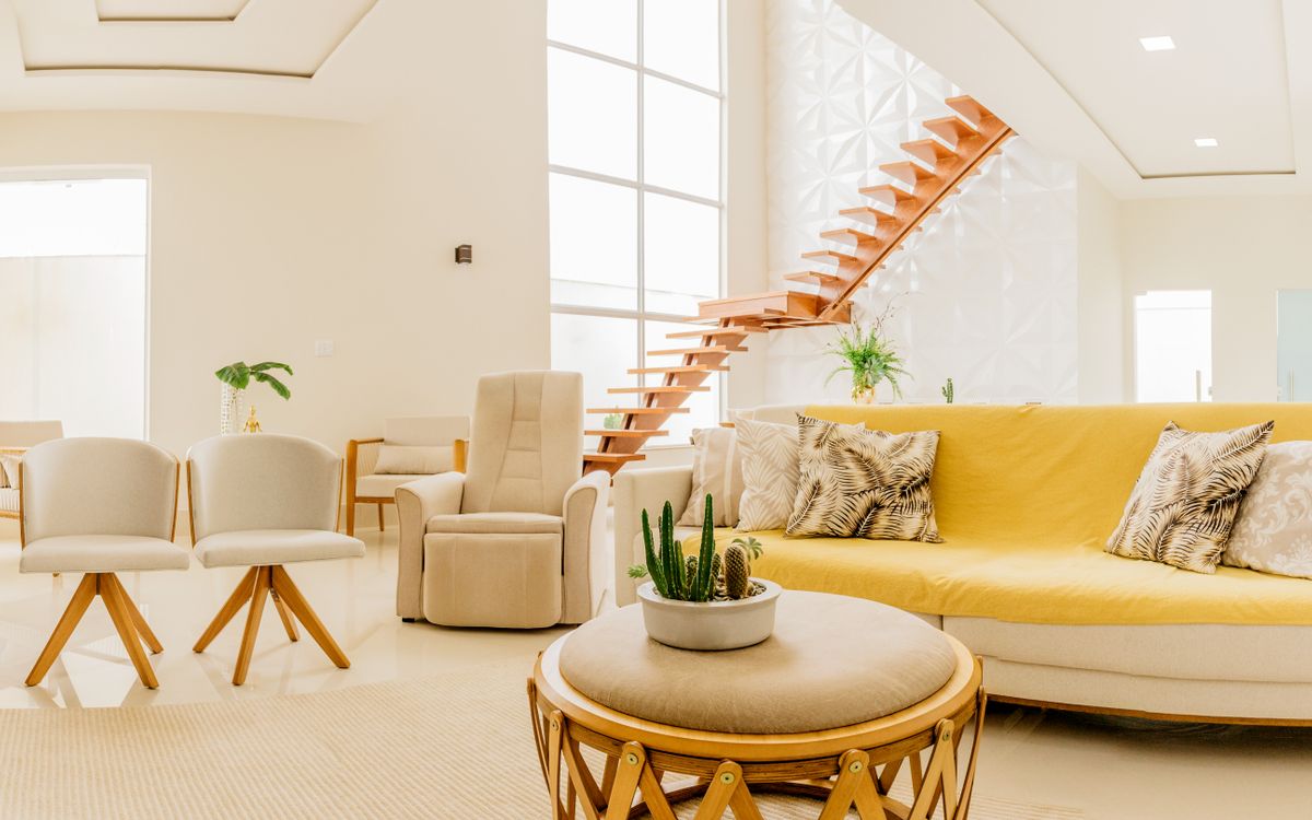 A bright staged living room