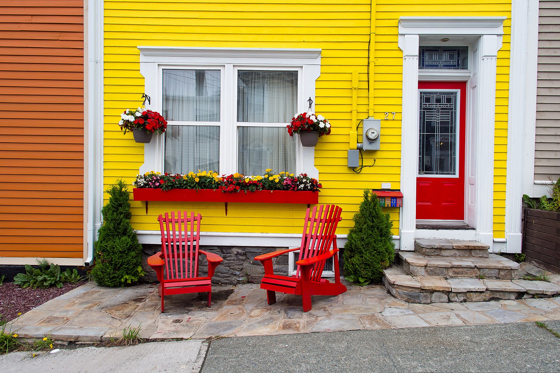Brightly painted row houses in St. John's, Newfoundland